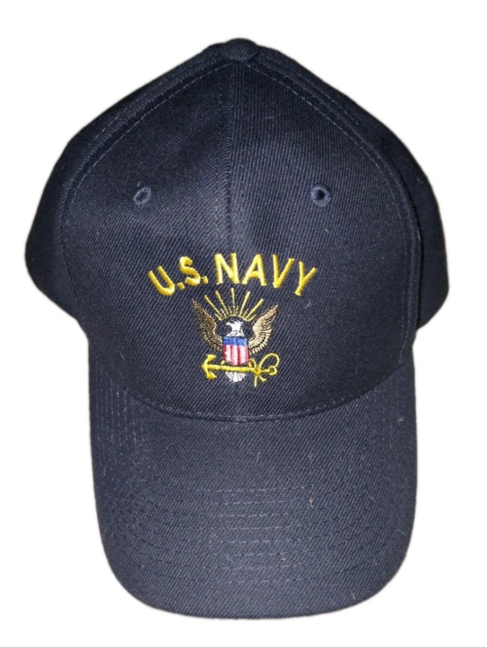 US Navy Blue Baseball Cap with Red and Yellow Accents